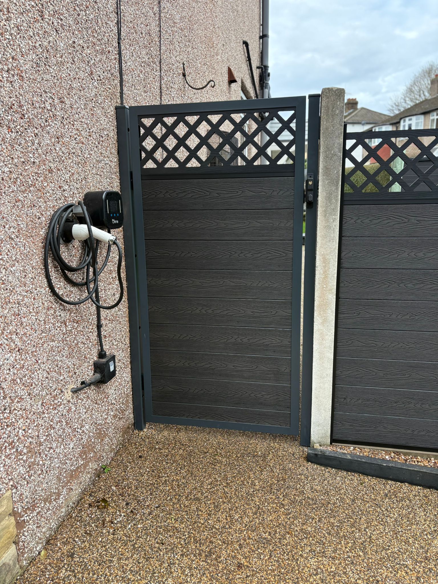 This image shows a newly installed composite gate.