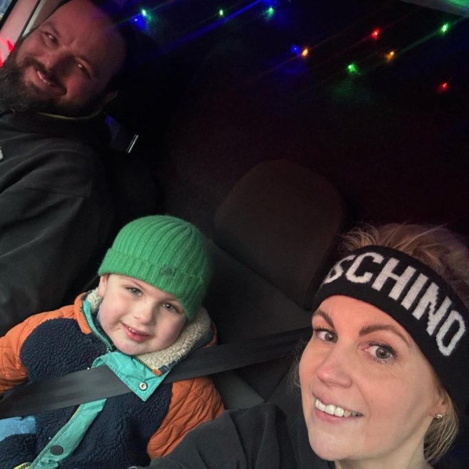 This is a photo of the family behind Owl Access Ltd. Left to right: Rob, Reggie and Katie.